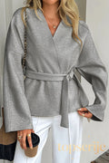 Vacation Tie Front Long Sleeve Coat