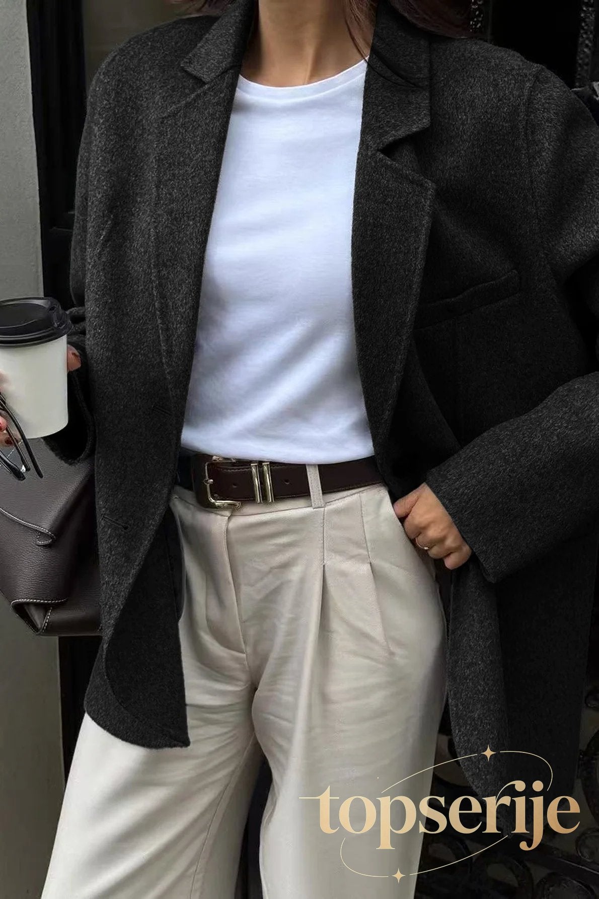 Minimalist Solid Color Tailored Coat