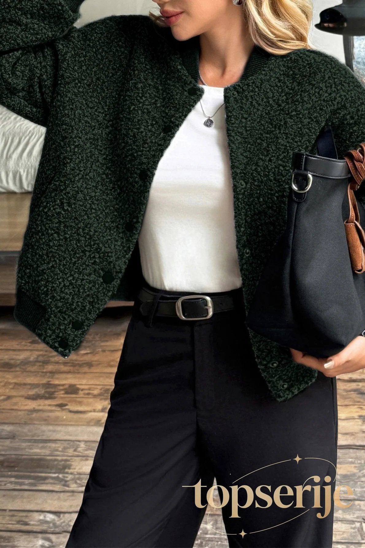 Holiday Style Long Sleeve Button Coat