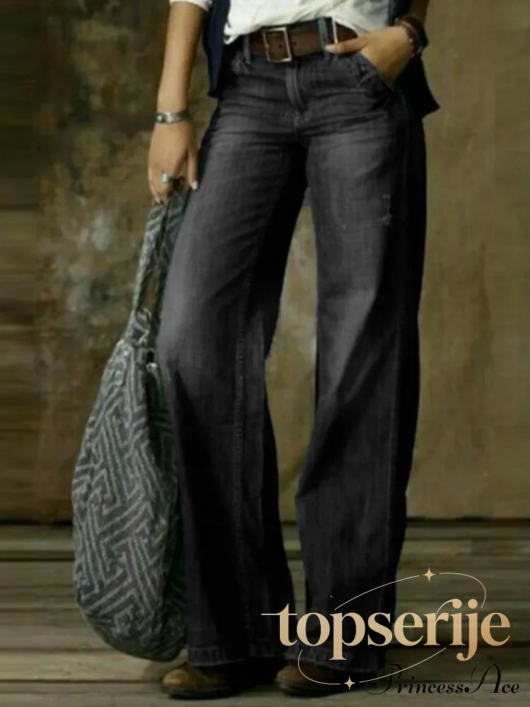 Vintage Style Loose Wide Leg Streetwear Denim Jean