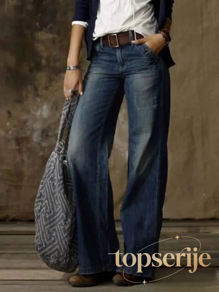 Vintage Style Loose Wide Leg Streetwear Denim Jean