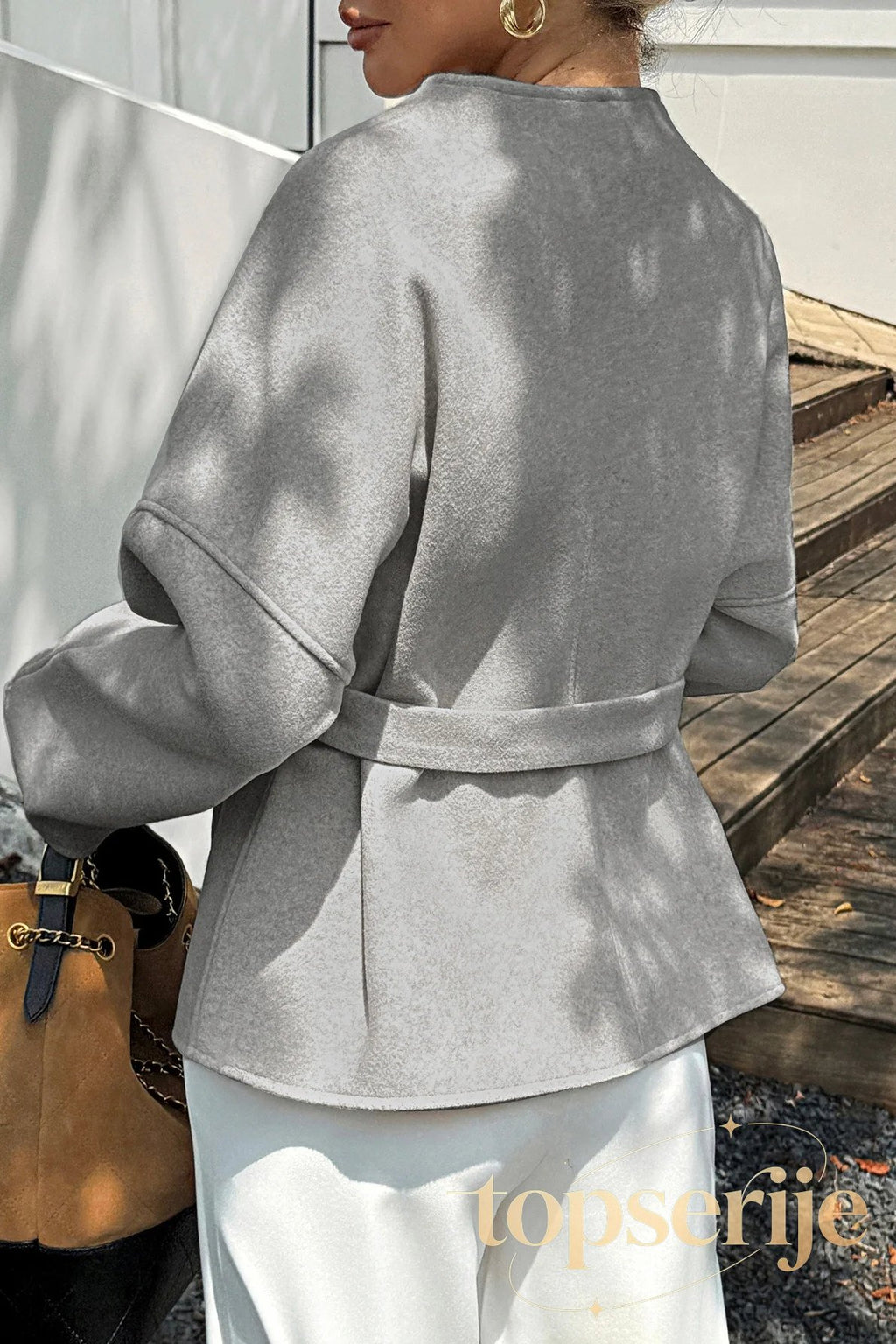 Vacation Tie Front Long Sleeve Coat