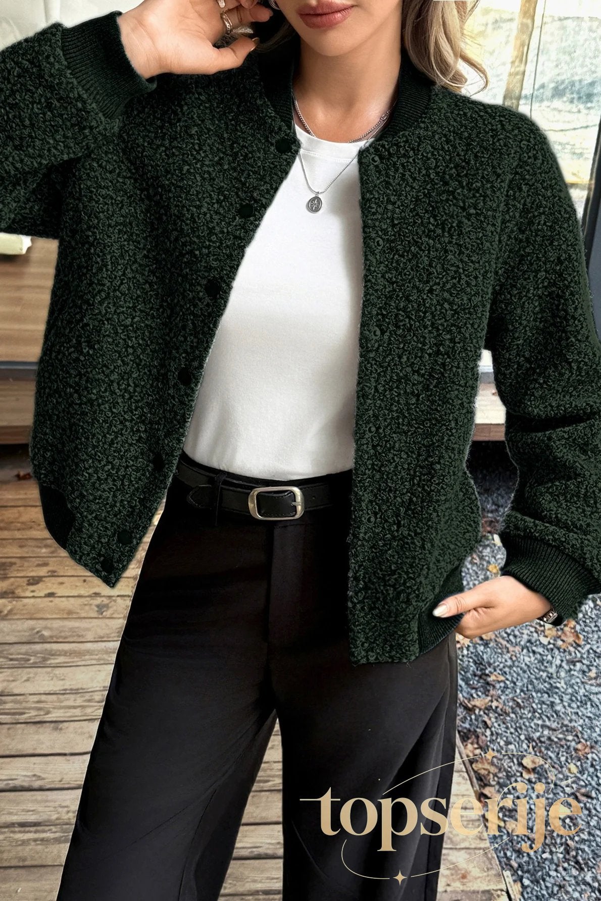 Holiday Style Long Sleeve Button Coat