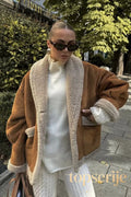 Vintage Wool Blend Shearling Collar Coat