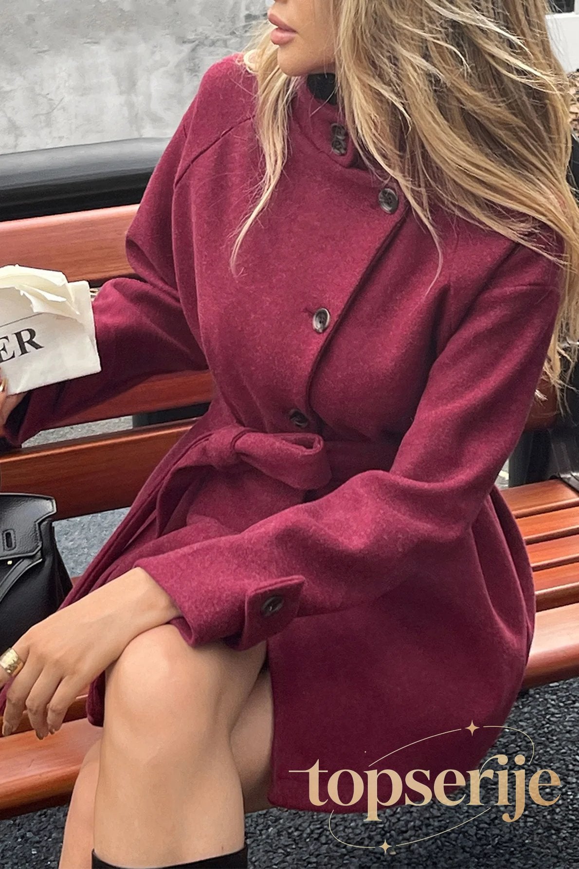 Long Sleeve Casual Wool Blend Coat