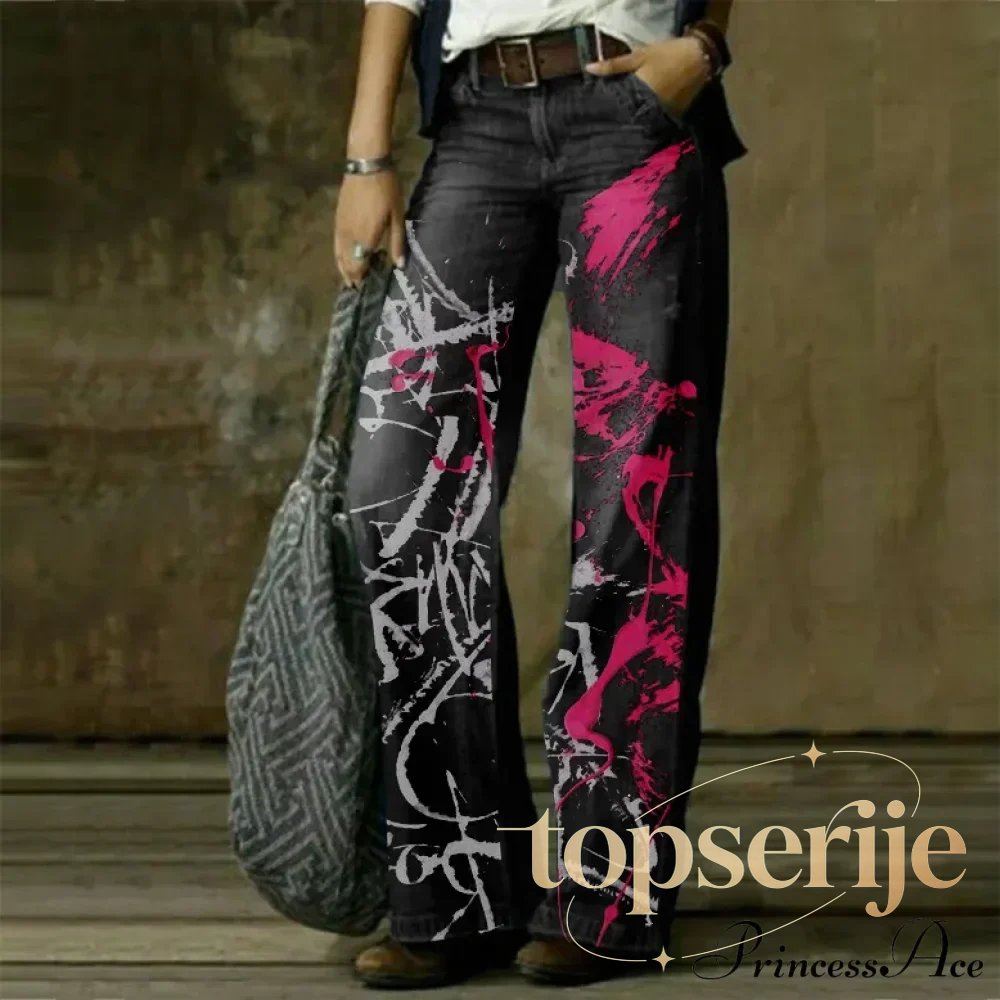 Vintage Style Loose Wide Leg Streetwear Denim Jean