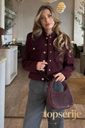 Retro Double Breasted Cropped Stand Collar Coat