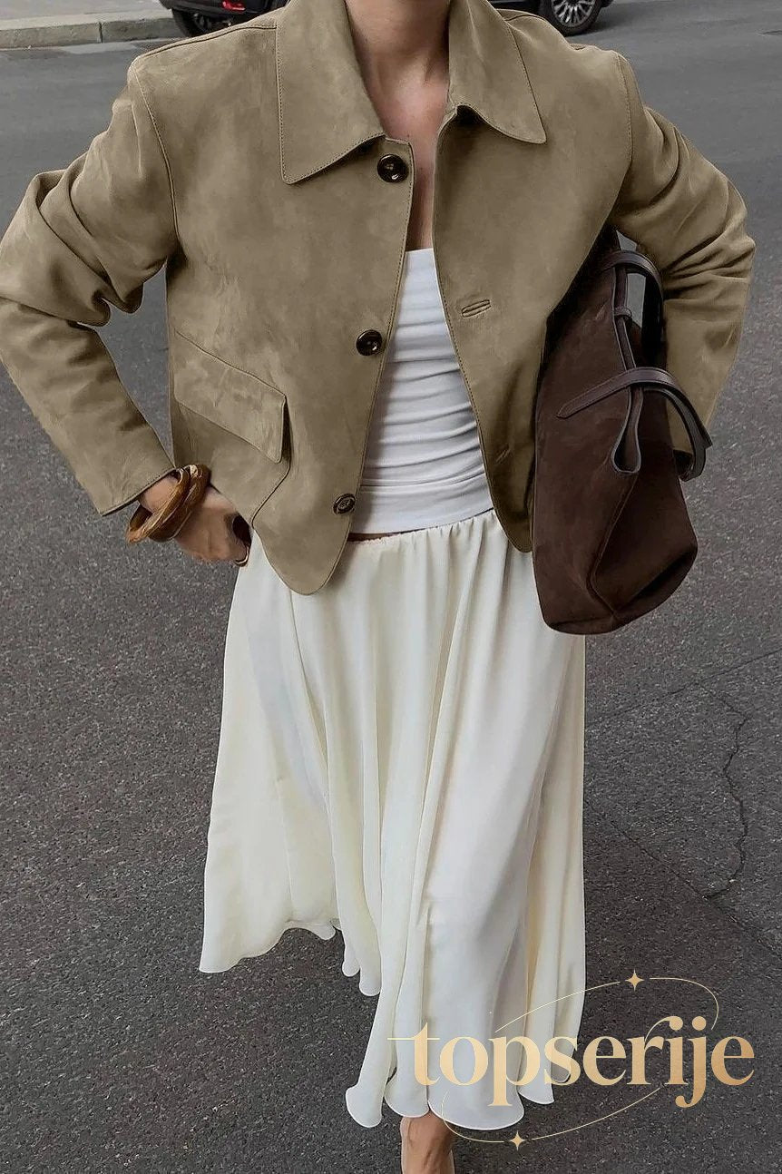 Commuter Solid Button Front Long Sleeve Coat