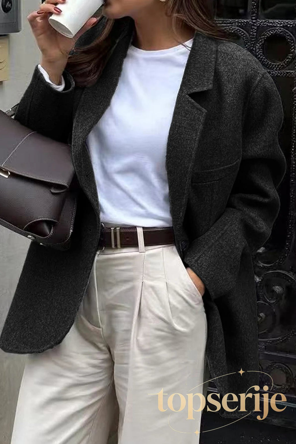 Minimalist Solid Color Tailored Coat