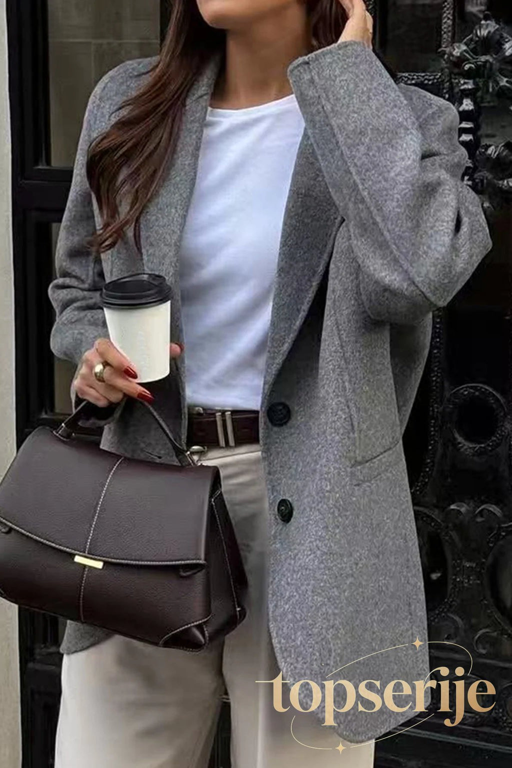 Minimalist Solid Color Tailored Coat