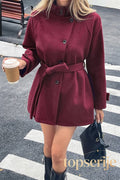 Long Sleeve Casual Wool Blend Coat
