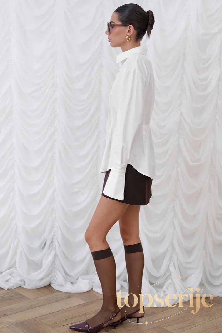 Vintage Slim Fit Ruched Waist Minimalist Elegant Blouse