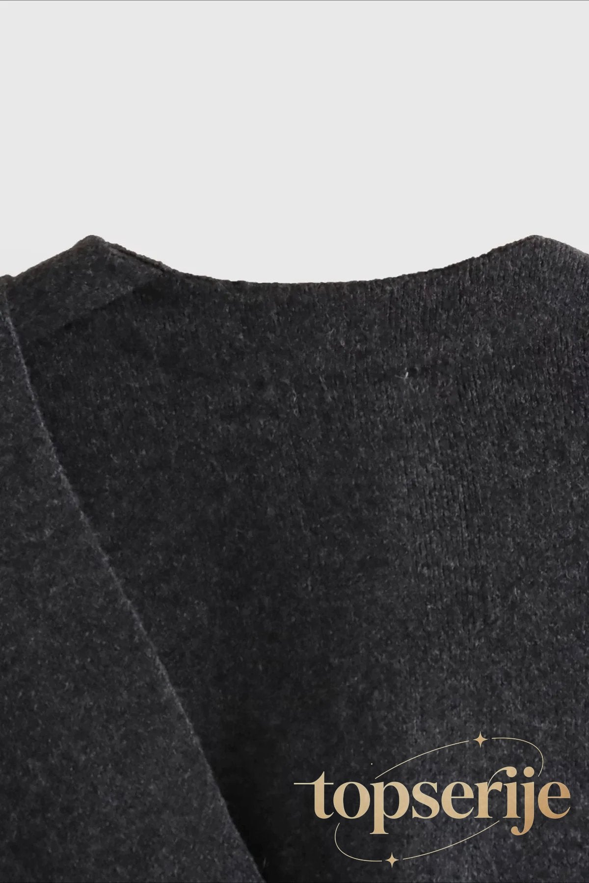 Cropped Knit Asymmetric Scarf Collar Coat