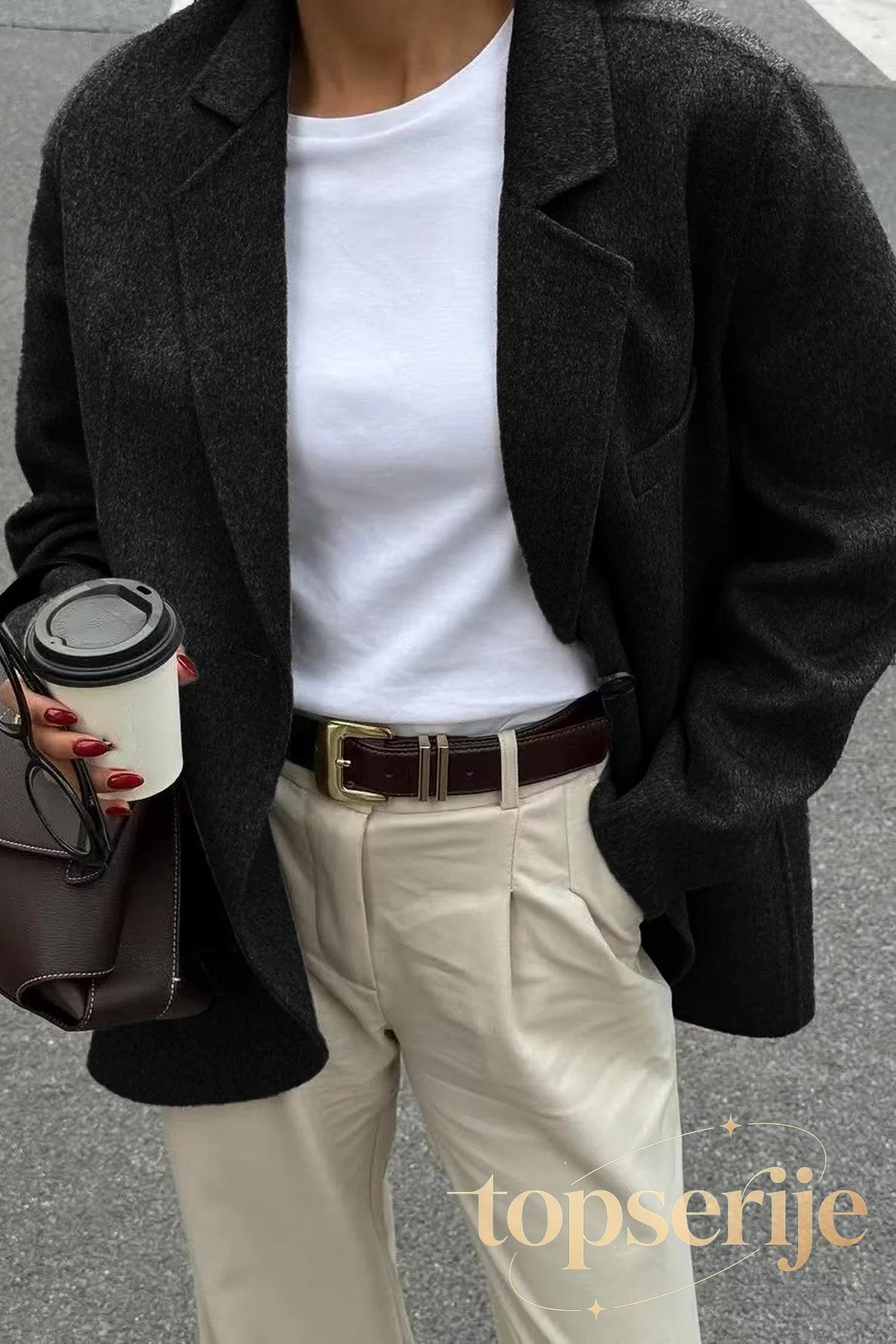 Minimalist Solid Color Tailored Coat