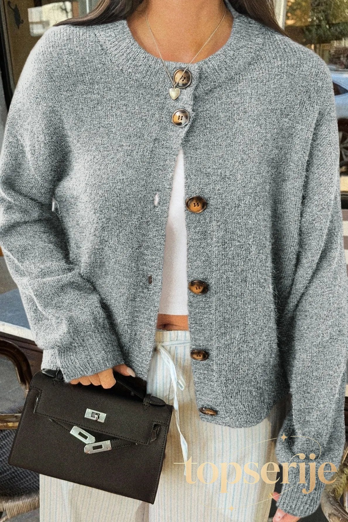 Casual Minimalist Button Front Long Sleeve Coat