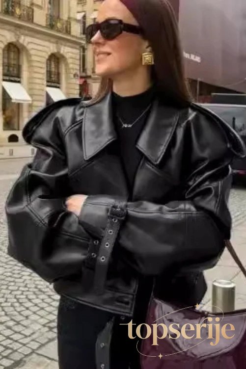Retro Notch Lapel Vegan Leather Coat