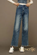 Fashionable Straight-Leg Denim Jeans