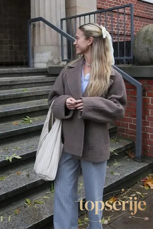 Double Breasted Wool Short Notch Lapel Coat