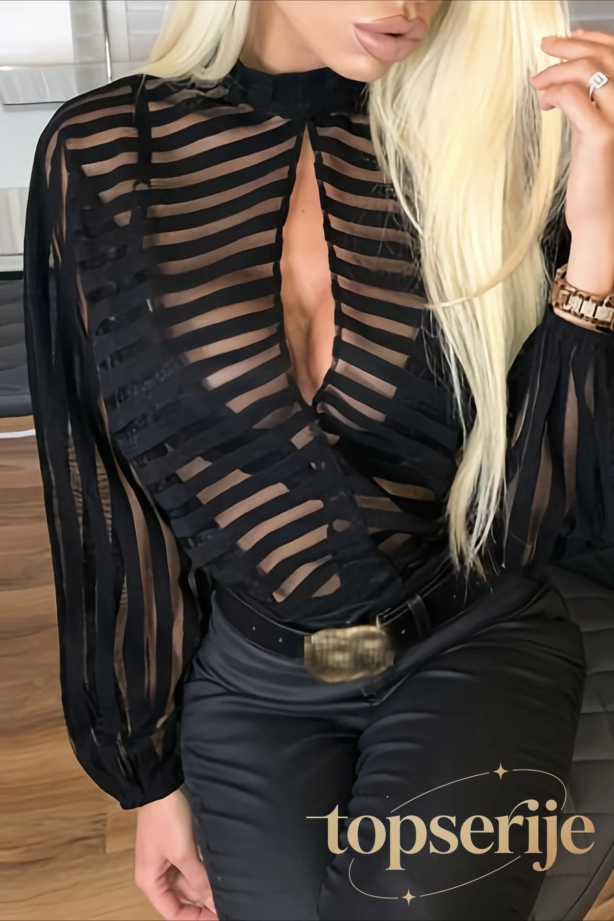 Striped Relaxed Fit Long Sleeve Chic Versatile Blouse