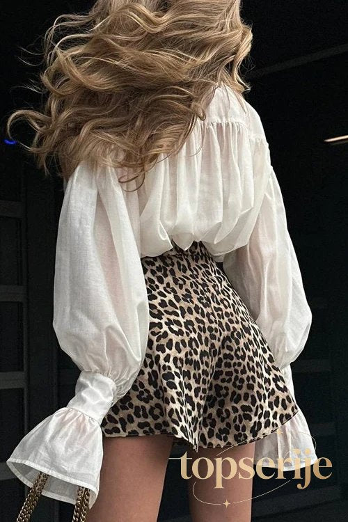 Loose Collared Solid Color Versatile Long Sleeve Blouse