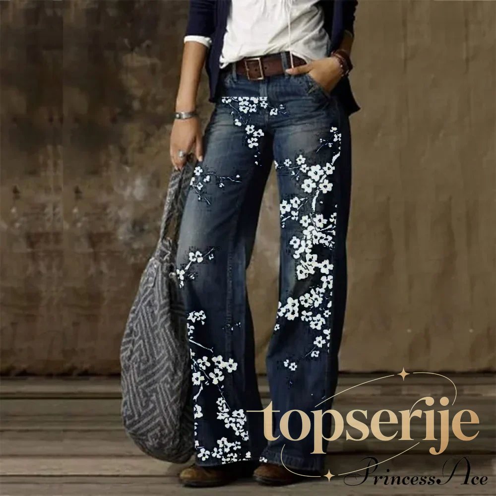 Vintage Style Loose Wide Leg Streetwear Denim Jean