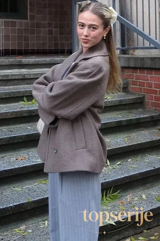 Double Breasted Wool Short Notch Lapel Coat