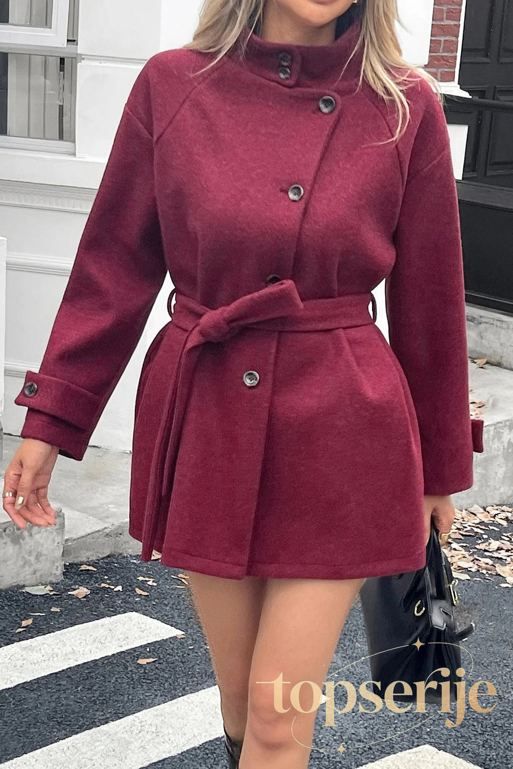 Long Sleeve Casual Wool Blend Coat