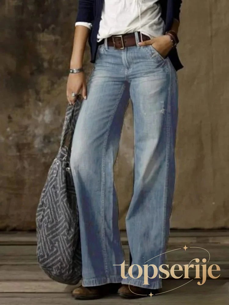 Vintage Style Loose Wide Leg Streetwear Denim Jean
