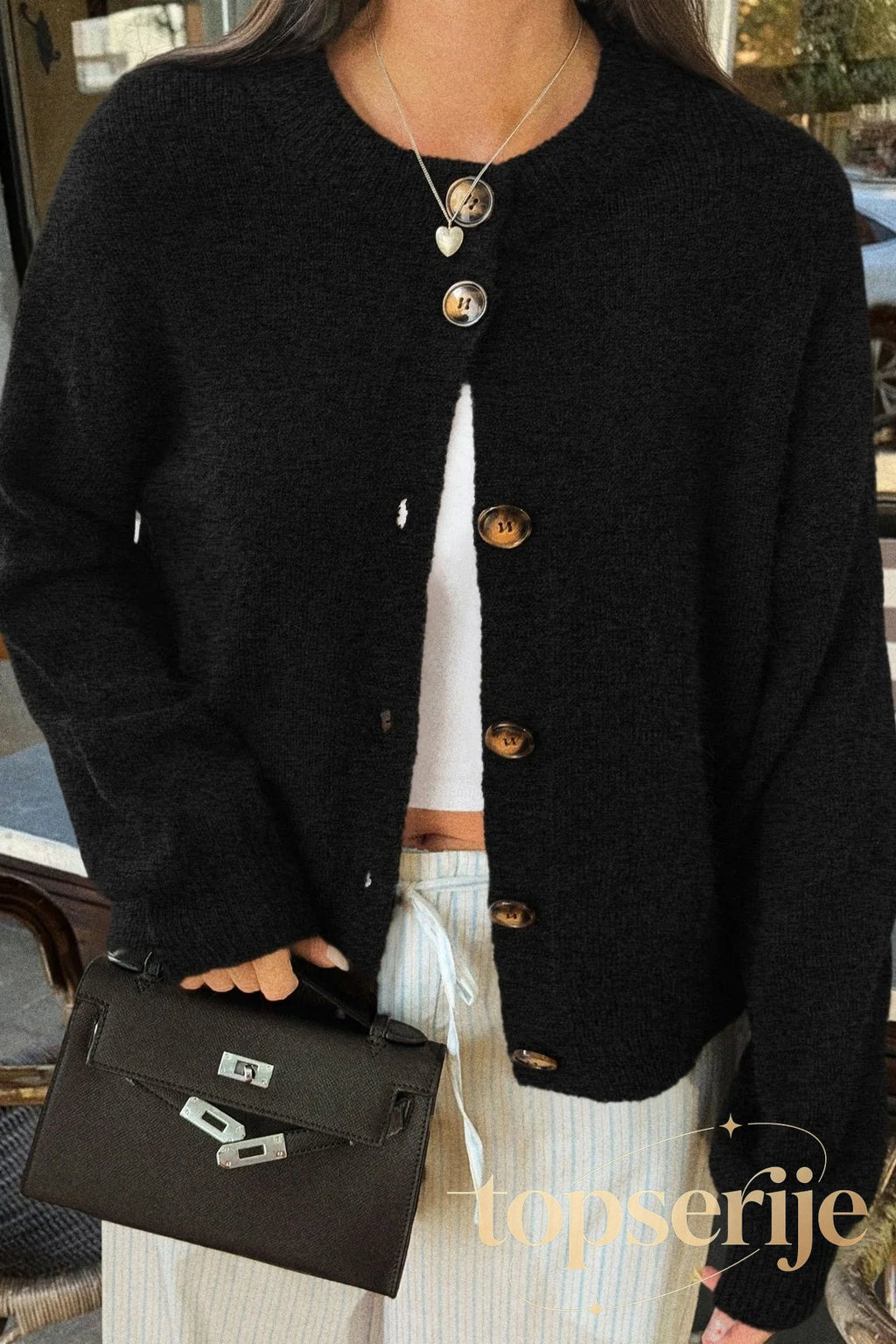 Casual Minimalist Button Front Long Sleeve Coat