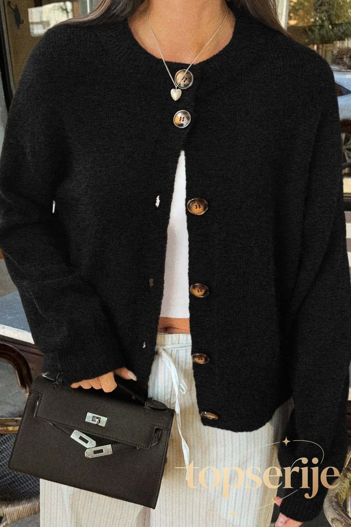 Casual Minimalist Button Front Long Sleeve Coat