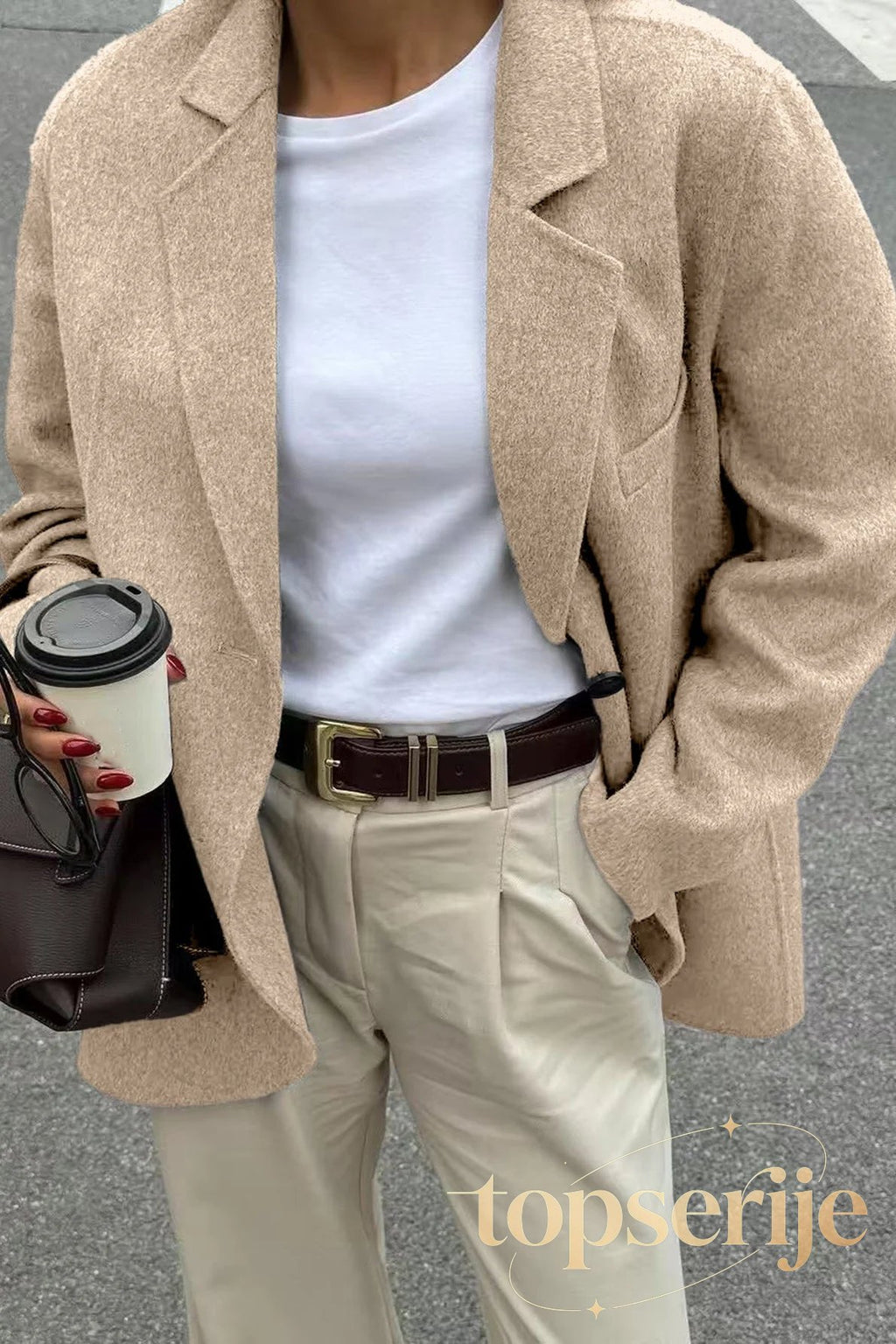Minimalist Solid Color Tailored Coat