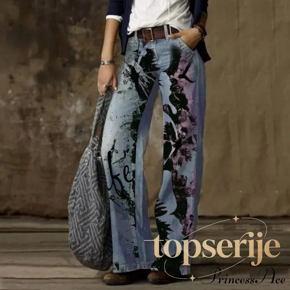 Vintage Style Loose Wide Leg Streetwear Denim Jean