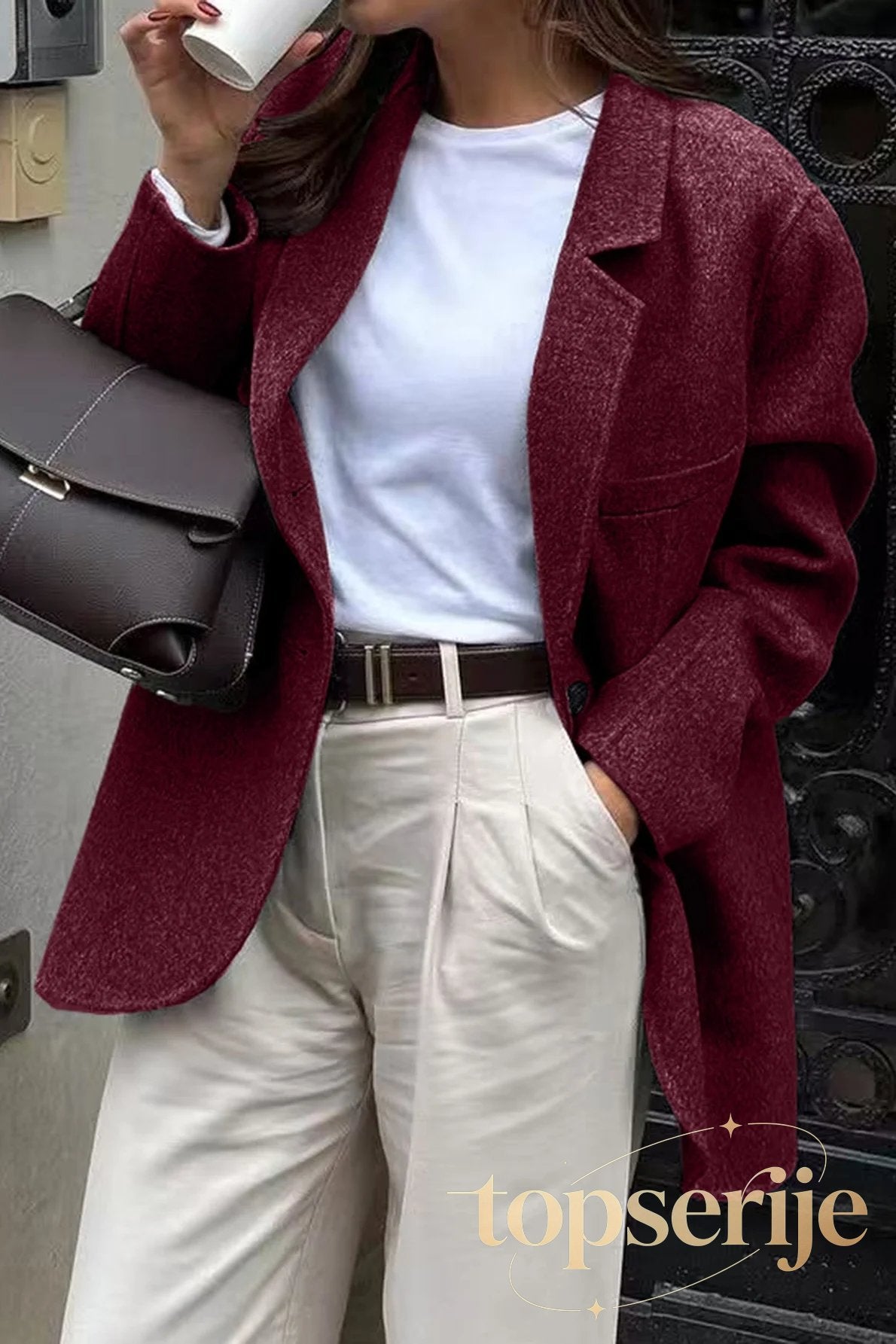 Minimalist Solid Color Tailored Coat