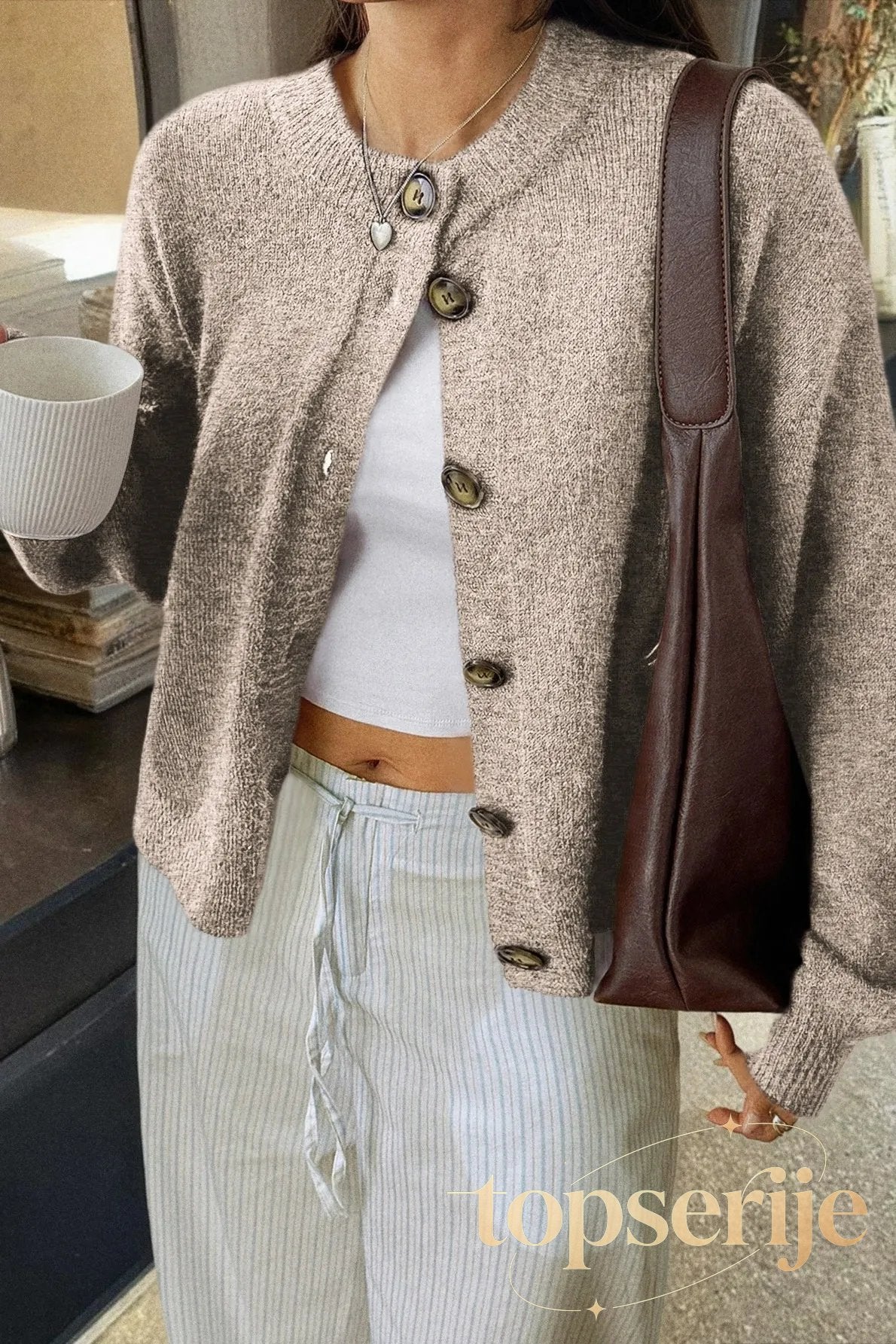 Casual Minimalist Button Front Long Sleeve Coat