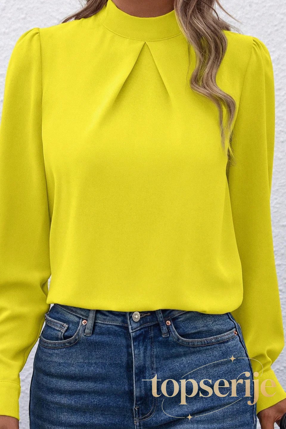 Chic Design Long Sleeve Solid Autumn Elegant Blouse