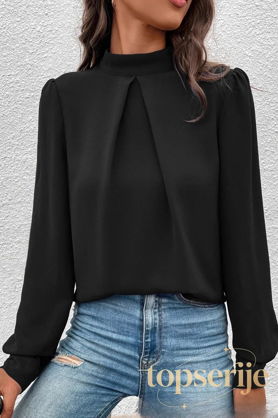 Chic Design Long Sleeve Solid Autumn Elegant Blouse