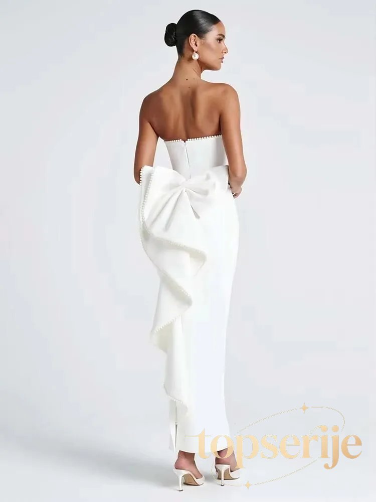 Pearl Bow Waist Wrap Backless Mini Dress