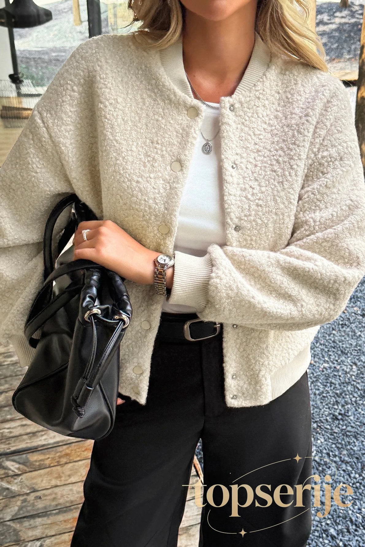 Holiday Style Long Sleeve Button Coat