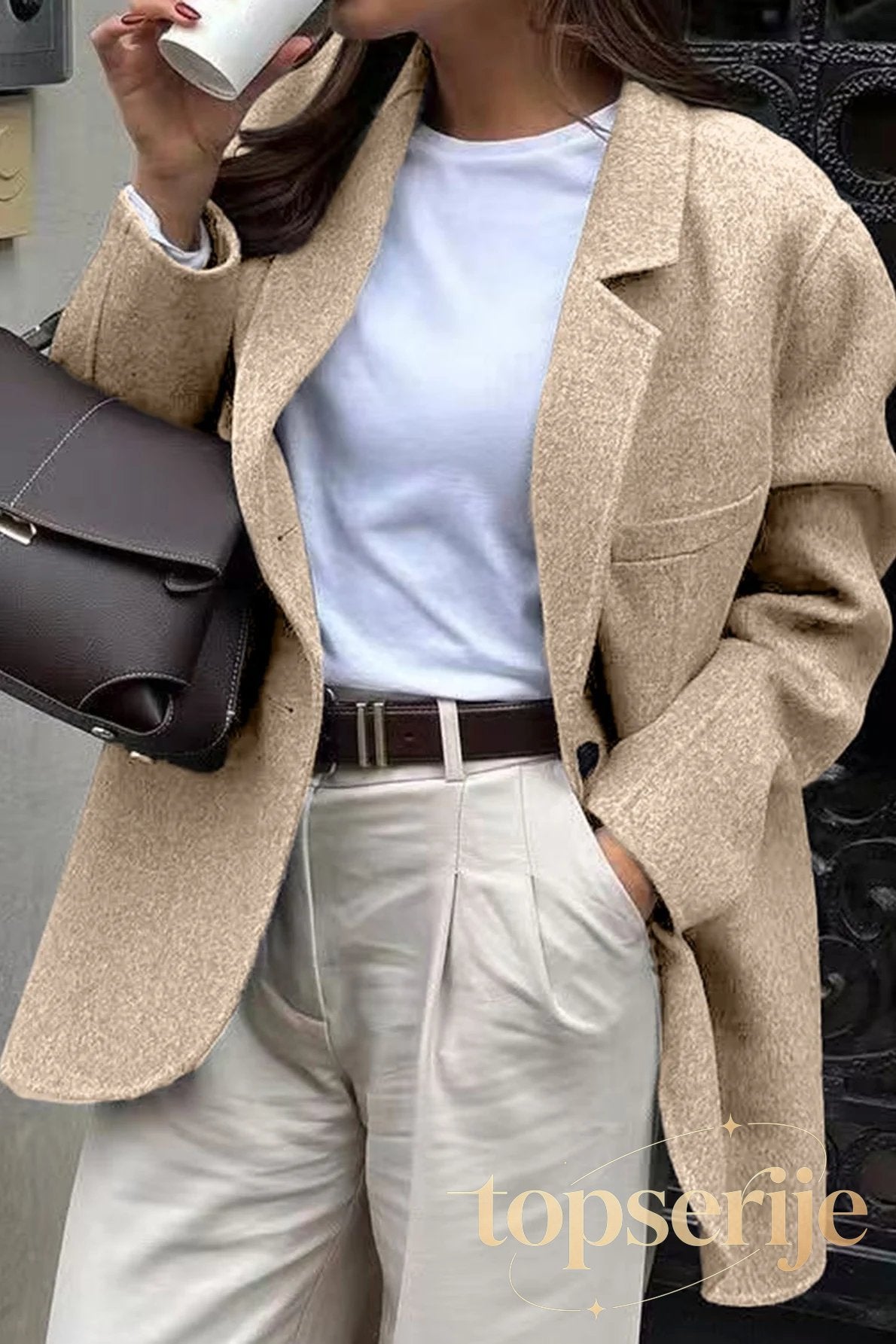 Minimalist Solid Color Tailored Coat