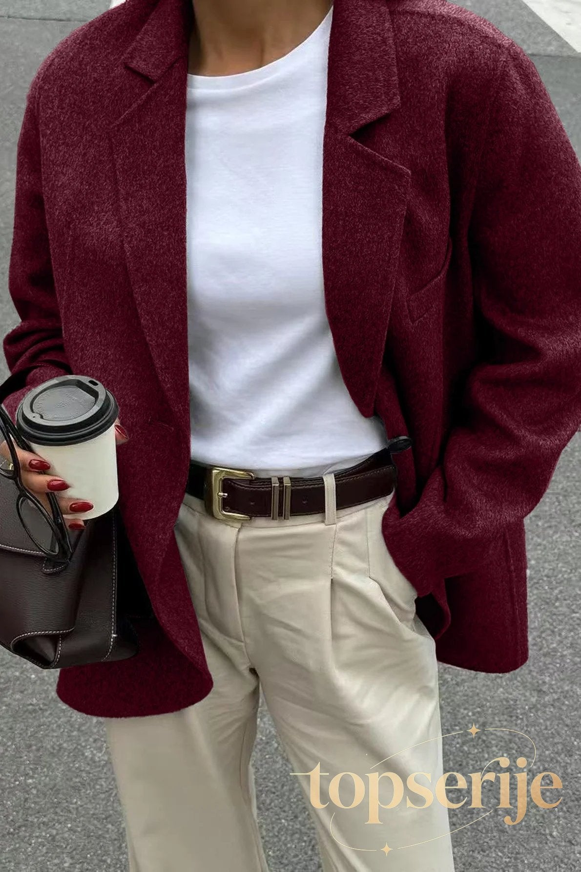 Minimalist Solid Color Tailored Coat