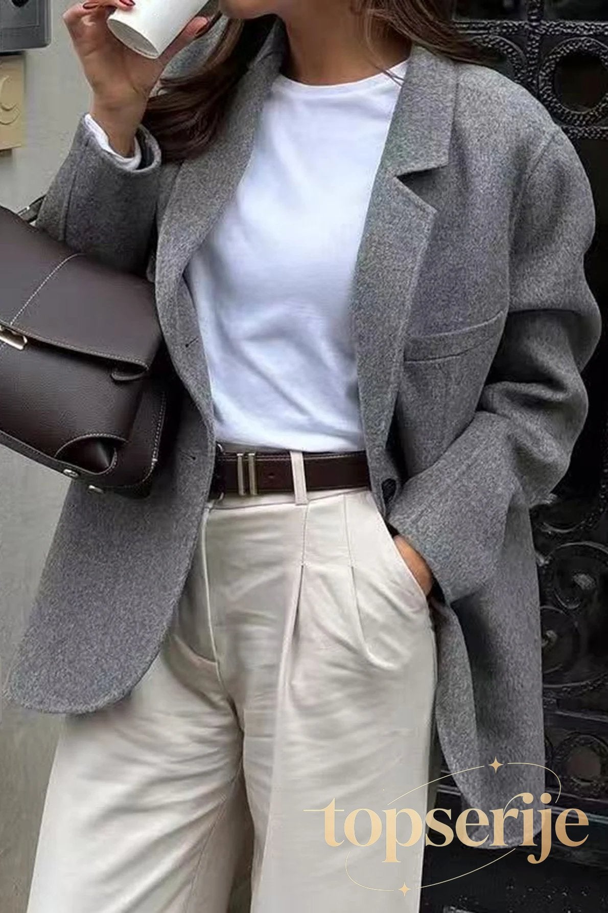 Minimalist Solid Color Tailored Coat