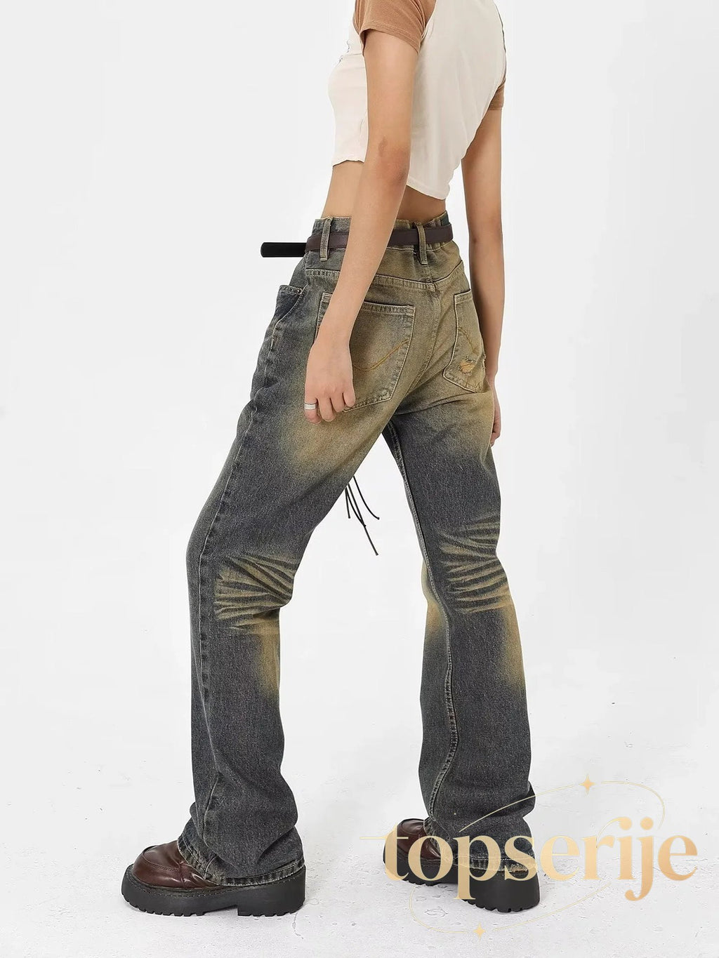 Wash Made Old Blue Micro Flared Retro Trendy Jean