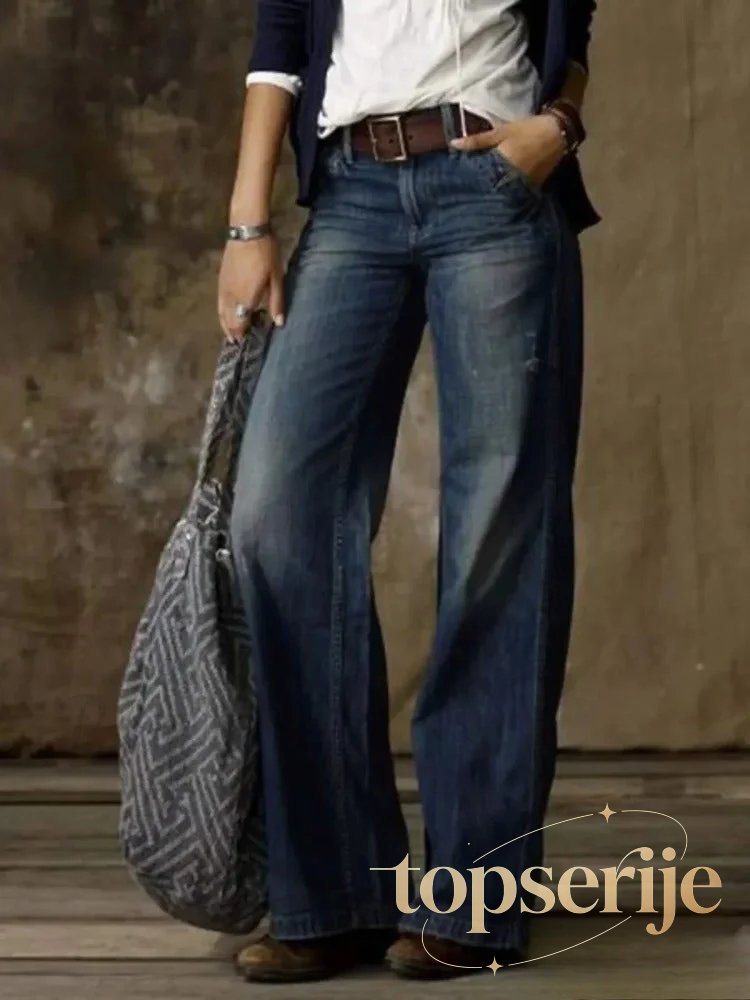 Vintage Style Loose Wide Leg Streetwear Denim Jean