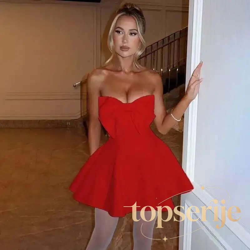 Pearl Bow Waist Wrap Backless Mini Dress